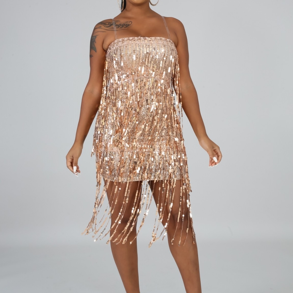 Rosegold Sequin Mini Dress